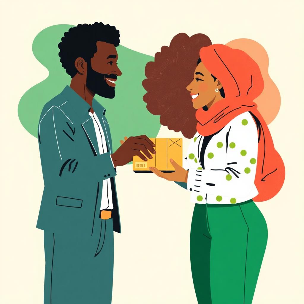 Two South African business owners exchanging a parcel
